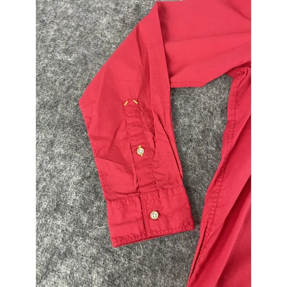 Camp David Shirt Mens Large Button Up Embroidered Red Long Sleeve N249